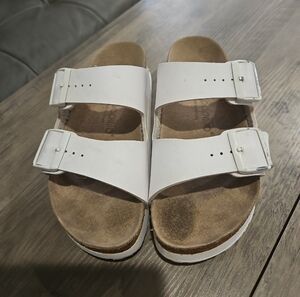 Birkenstock White Sandals with Buckles